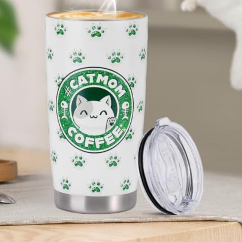 Tumbler Cup - Canvas Tote Bag Gift Set - Cat Mom - Mental Health - I'm Fine - Picture 2 of 9